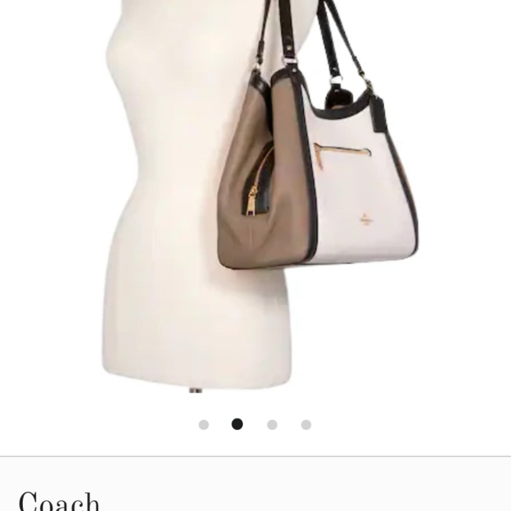 NWOT Coach Kristy Pebbled Leather colorblock black tan cream Shoulder Bag Purse - Picture 9 of 9